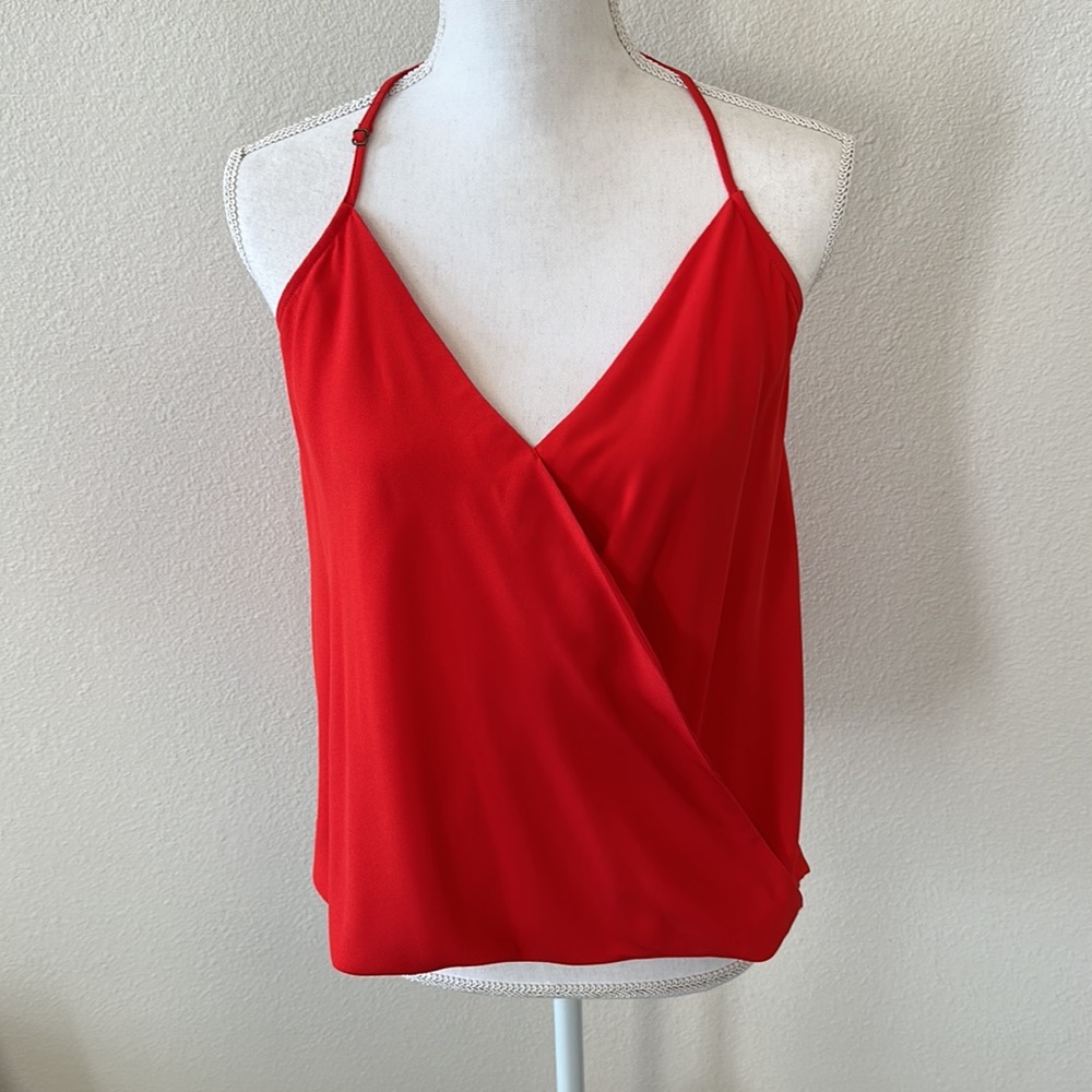 Red v neck halter